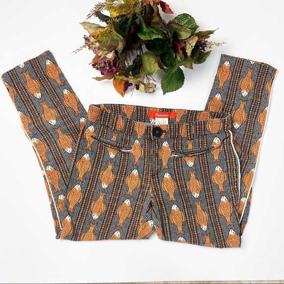 Anthropologie Cartonnier Fish Patterned Ankle Pants - Picture 3 of 16